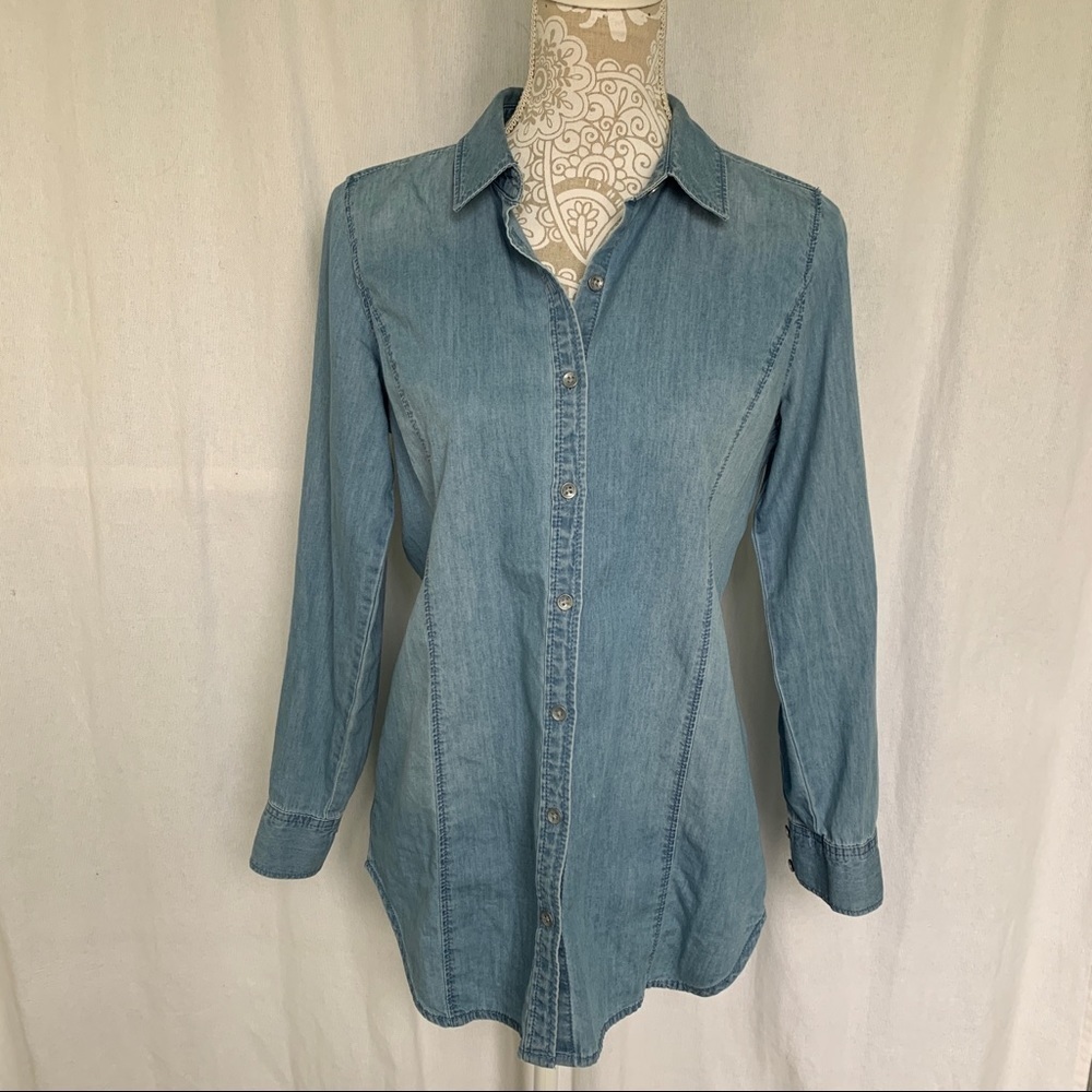 J. Jill // Chambray Denim Button Up Long Top Size extra Small mar2